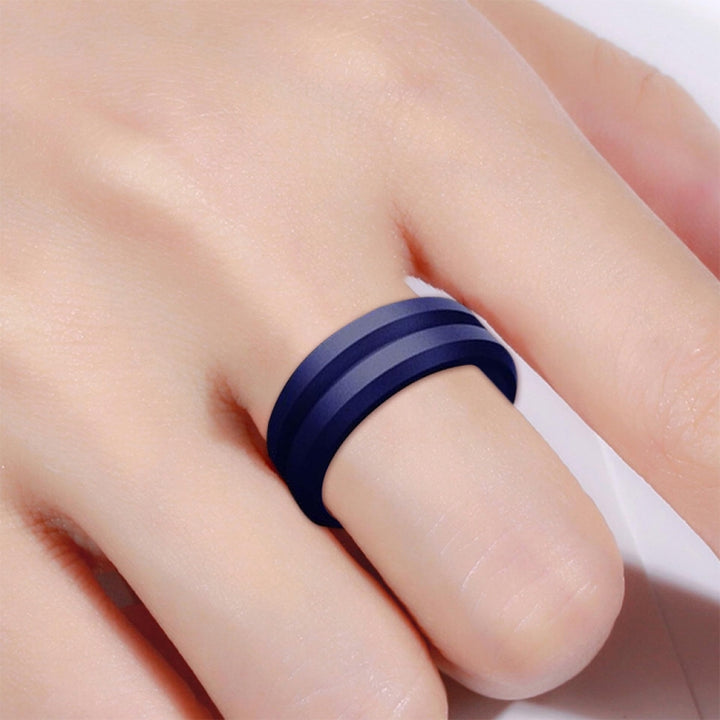 SiR053 V Shaped Grooved Edge Silicone Ring Outdoor Sports Couple Ring, No.7, No.8, No.9, No.10