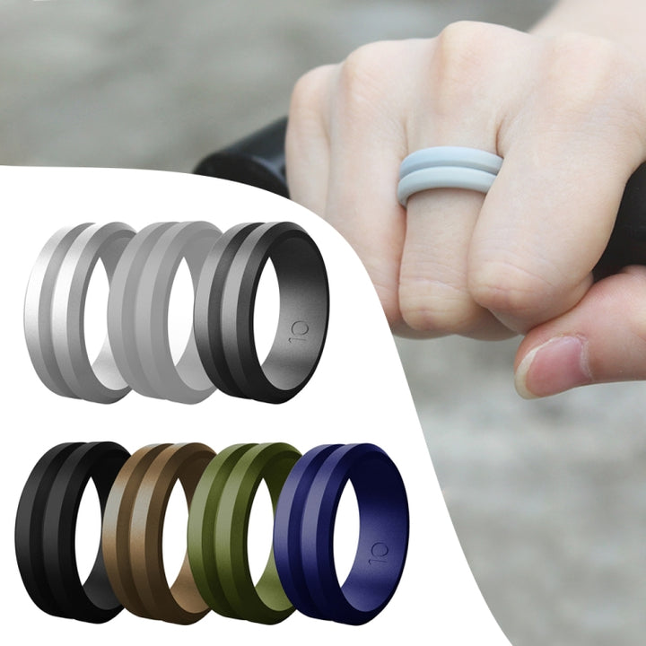 SiR053 V Shaped Grooved Edge Silicone Ring Outdoor Sports Couple Ring, No.7, No.8, No.9, No.10