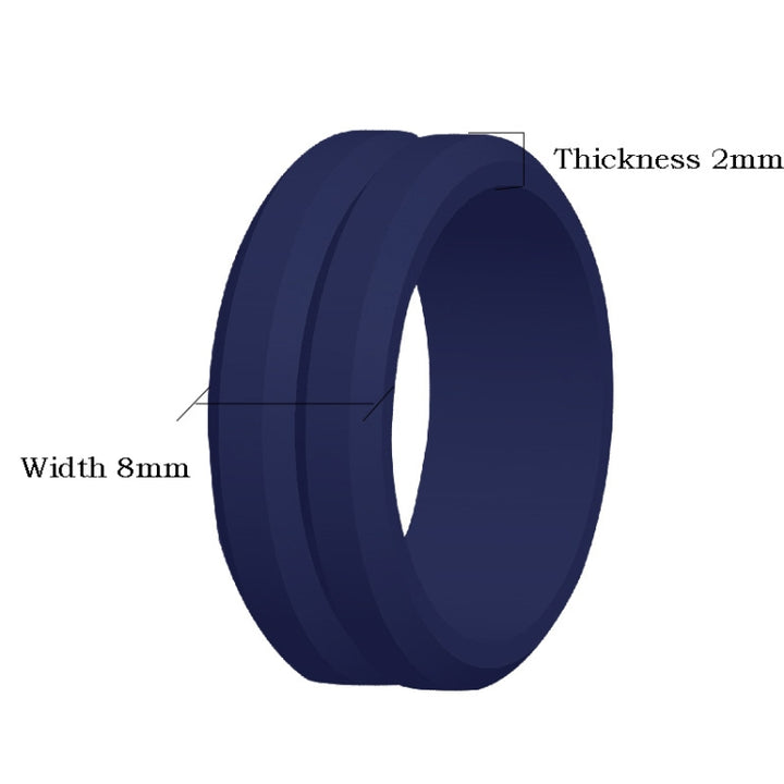 SiR053 V Shaped Grooved Edge Silicone Ring Outdoor Sports Couple Ring, No.7, No.8, No.9, No.10