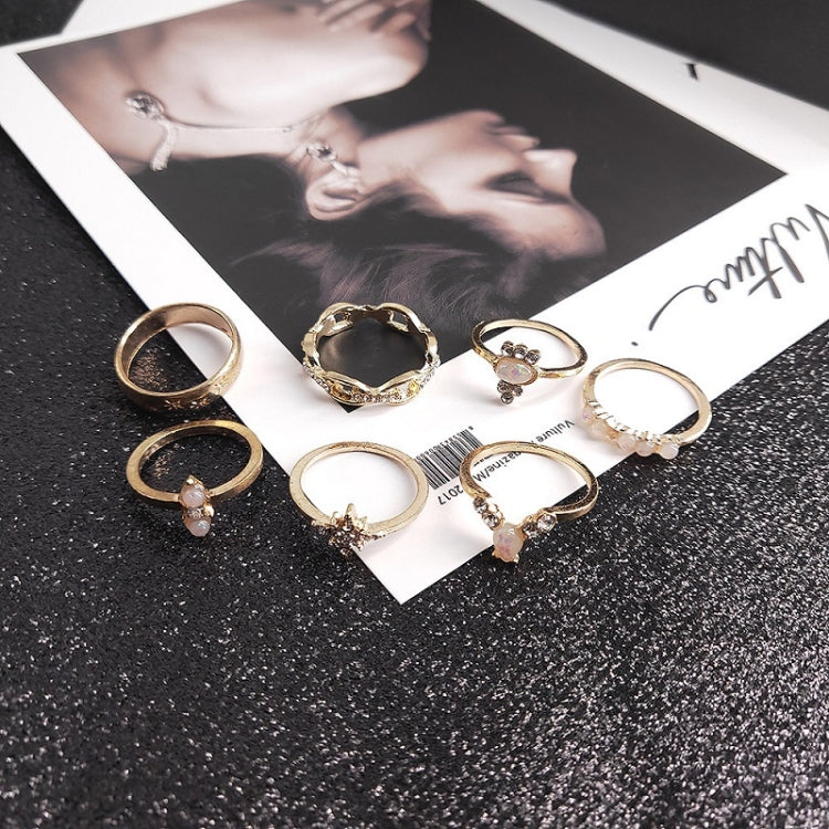 17pcs/set Bohemian Alloy Ring With Diamonds