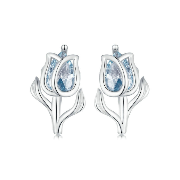 S925 Sterling Silver Tulip Stud Earrings For Women, BSE873