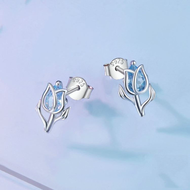 S925 Sterling Silver Tulip Stud Earrings For Women, BSE873