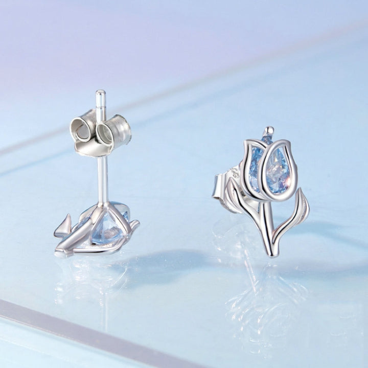 S925 Sterling Silver Tulip Stud Earrings For Women, BSE873