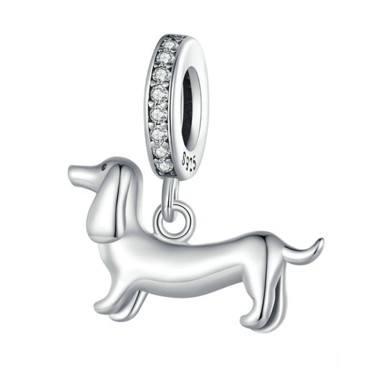 S925 Sterling Silver Cute Little Dachshund Pendant DIY Beaded Bracelet Accessories, SCC2561