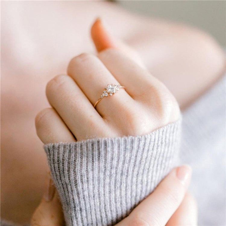 Geometric Square Rings for Women Wedding Rhinestone Finger Rings Charm Jewelry, 10, 6, 7, 8, 9