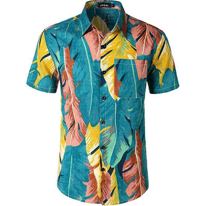 Summer Men 3D Digital Printing Beach Casual Short-sleeved Shirt, S, M, L, XL, XXL