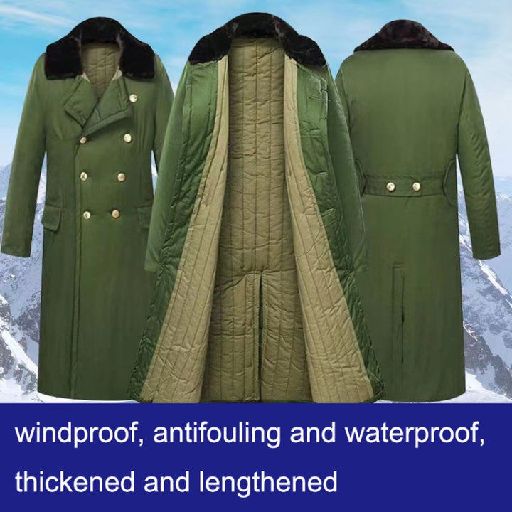 Long Civil Disaster Relief Cotton Coat Windproof Lengthened Cold-proof Fleece Thickened Cotton Coat, Green, Green (Demolished), Black, Black (Disassembly), 80/20 Polyester Card