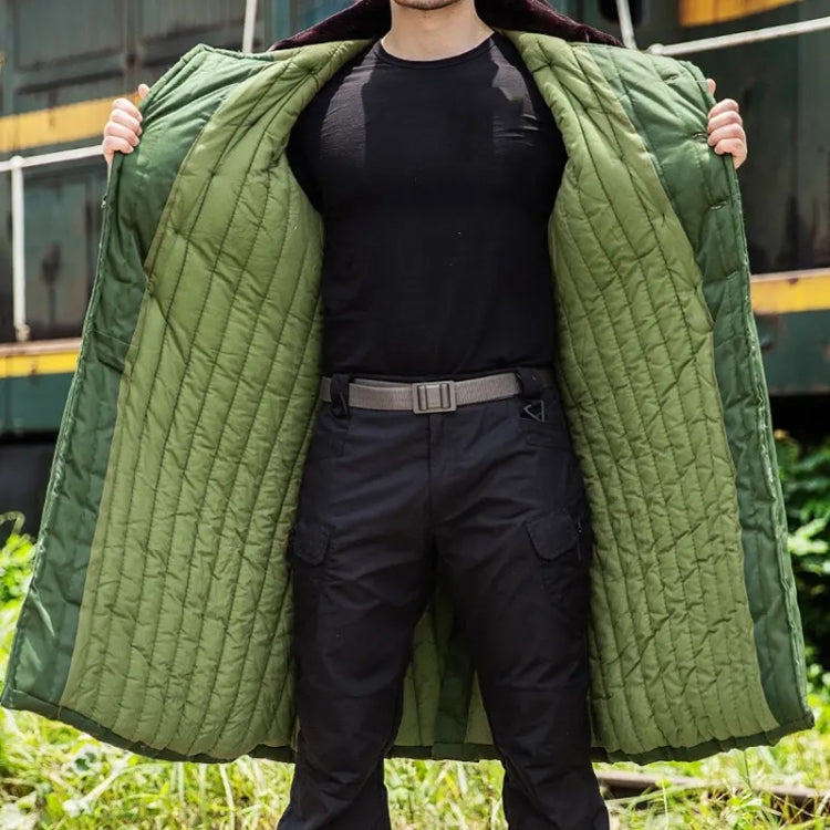 Long Civil Disaster Relief Cotton Coat Windproof Lengthened Cold-proof Fleece Thickened Cotton Coat, Green, Green (Demolished), Black, Black (Disassembly), 80/20 Polyester Card