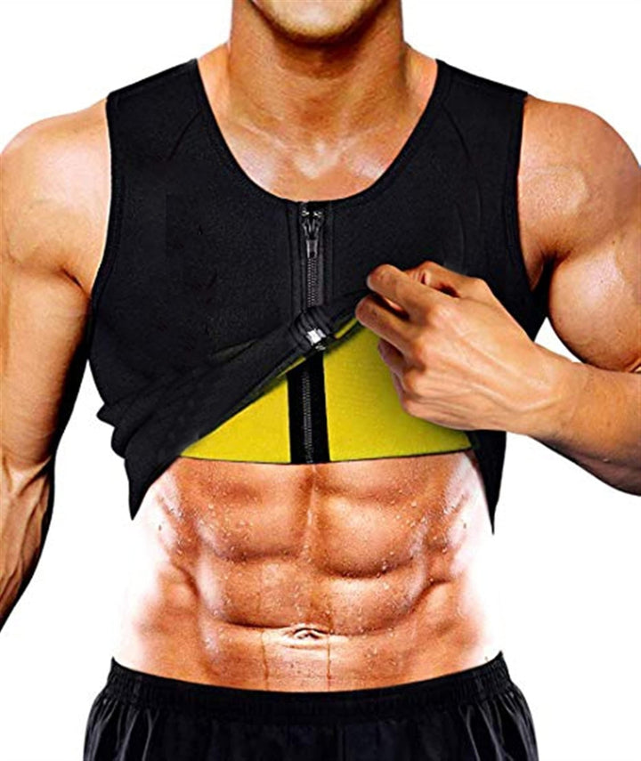 Men Fitness Corset Neoprene Sports Tummy Control Shapewear Zipper Tank Top Workout Wear, S, M, L, XL, XXL, 3XL