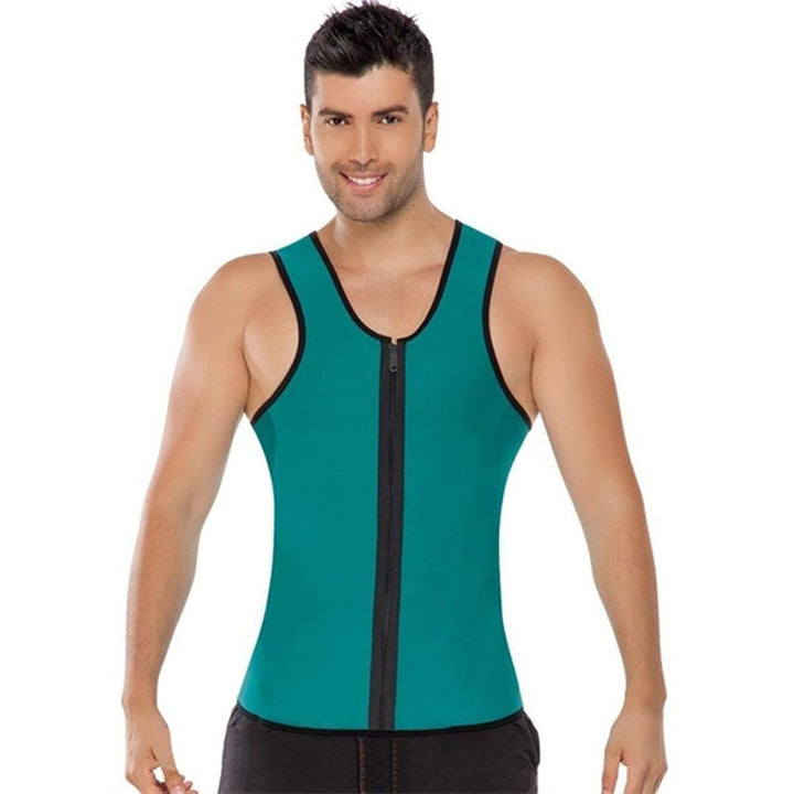 Men Fitness Corset Neoprene Sports Tummy Control Shapewear Zipper Tank Top Workout Wear, S, M, L, XL, XXL, 3XL