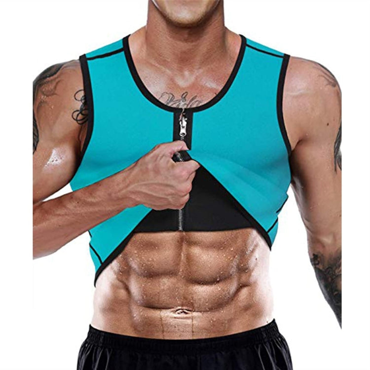 Men Fitness Corset Neoprene Sports Tummy Control Shapewear Zipper Tank Top Workout Wear, S, M, L, XL, XXL, 3XL