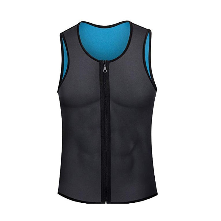 Men Fitness Corset Neoprene Sports Tummy Control Shapewear Zipper Tank Top Workout Wear, 4XL