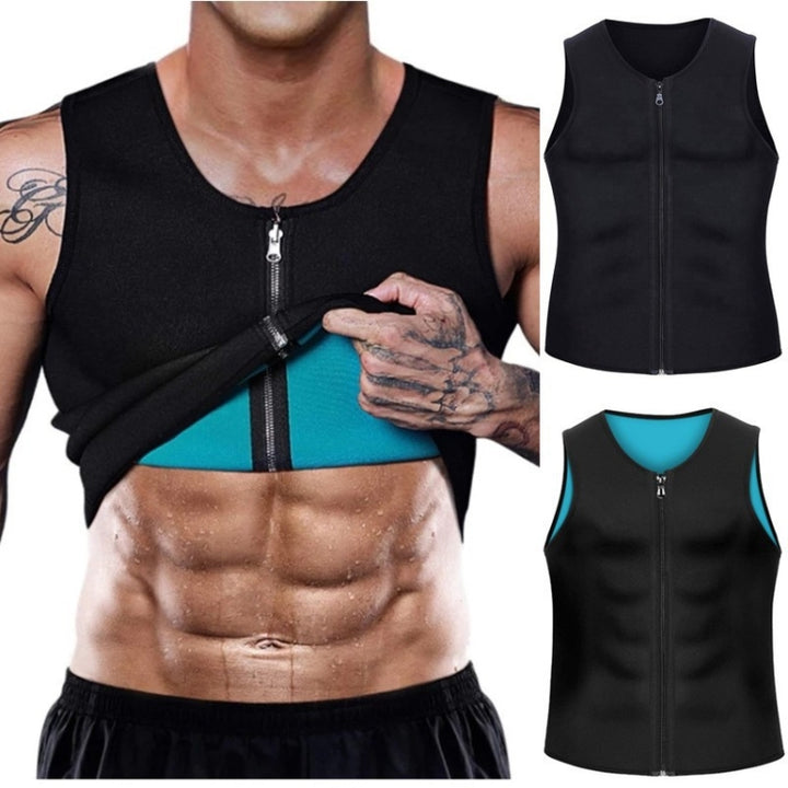 Men Fitness Corset Neoprene Sports Tummy Control Shapewear Zipper Tank Top Workout Wear, S, M, L, XL, XXL, 3XL