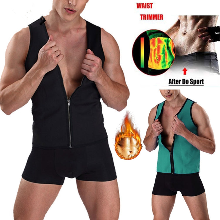 Men Fitness Corset Neoprene Sports Tummy Control Shapewear Zipper Tank Top Workout Wear, 4XL