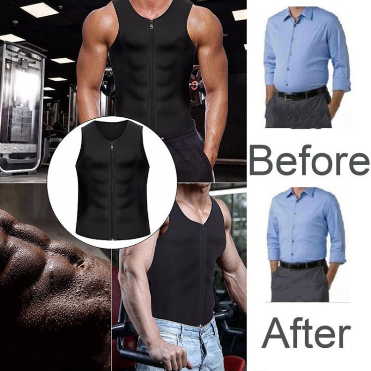 Men Fitness Corset Neoprene Sports Tummy Control Shapewear Zipper Tank Top Workout Wear, S, M, L, XL, XXL, 3XL