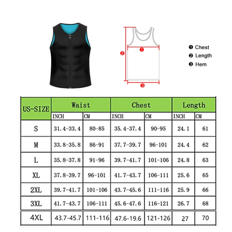 Men Fitness Corset Neoprene Sports Tummy Control Shapewear Zipper Tank Top Workout Wear, S, M, L, XL, XXL, 3XL