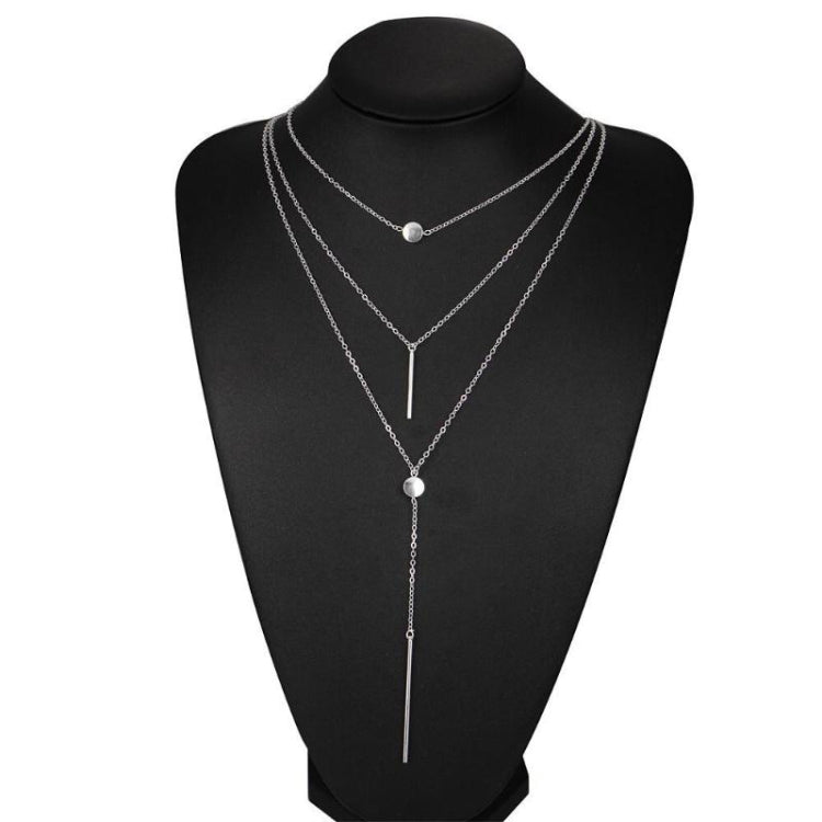 Simple 3-Layer Necklace Small Dot Exquisite Metal Bar Necklace Sweater Chain