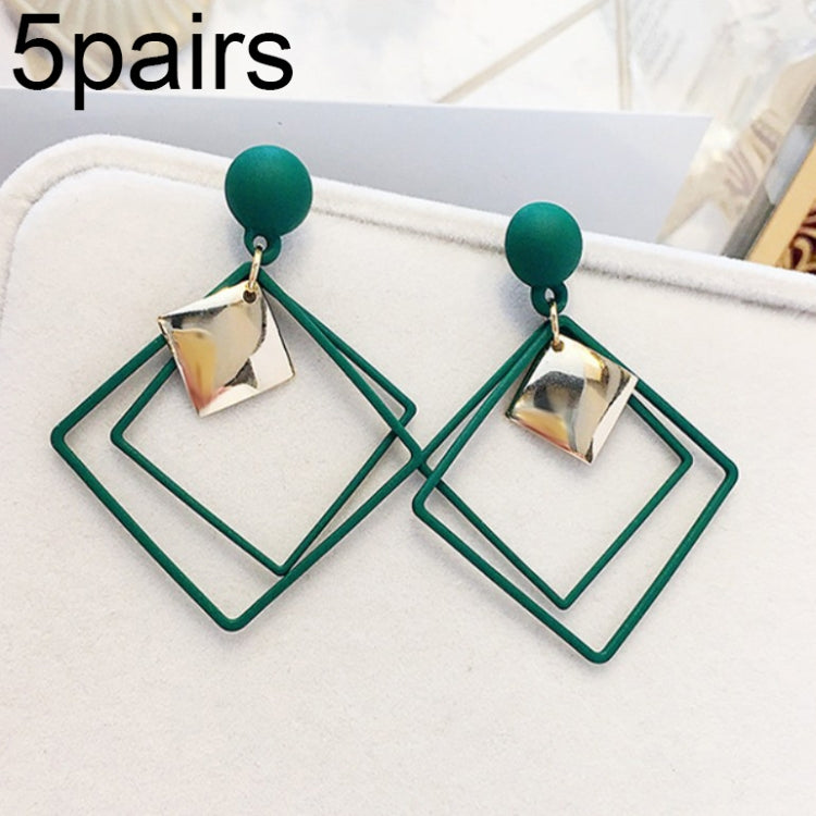 5pairs Alloy Double Diamond Stitching Ladies Earrings