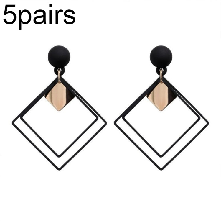 5pairs Alloy Double Diamond Stitching Ladies Earrings