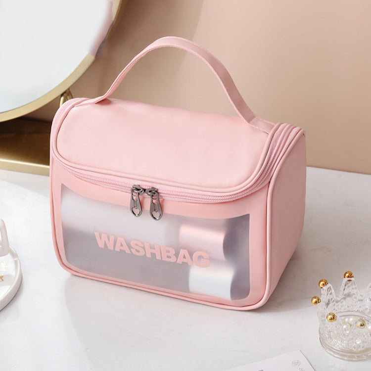 PVC Translucent Cosmetic Bag Frosted Toiletry Bag PU Flip Top Bath Bag