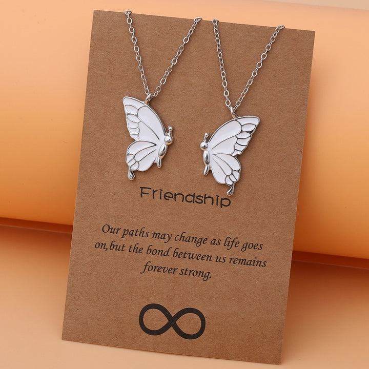 Sisters Mother and Daughter Alloy Drip Oil Butterfly Necklace Clavicle Chain