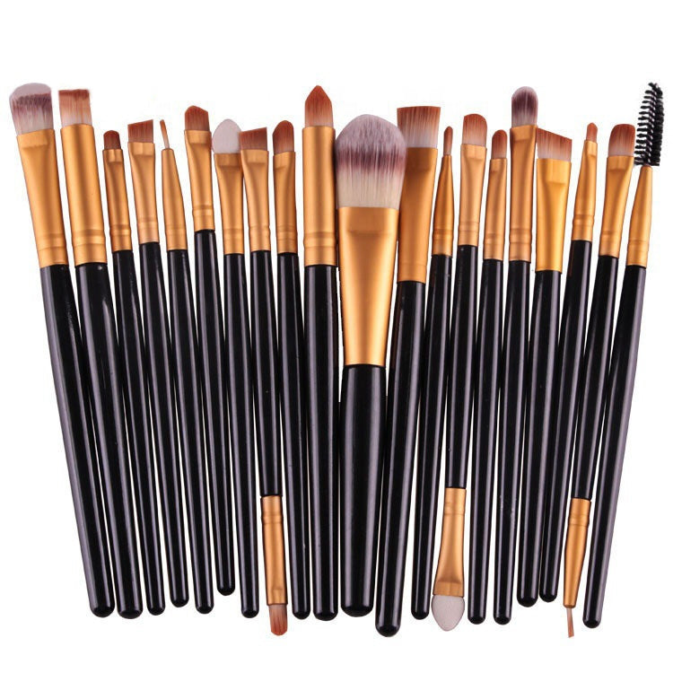 20pcs/set Wooden Handle Makeup Brush Set Beauty Tool Brushes, Coffee, Gold+Black, Black+White, Full Black, Black+Coffee, Brown+White, Gold+Pink, Brown+Green, Brown+Pink, Brown+Black, Gold+White, Gold+Green, Black+Green, Black+Pink, Brown+Purple