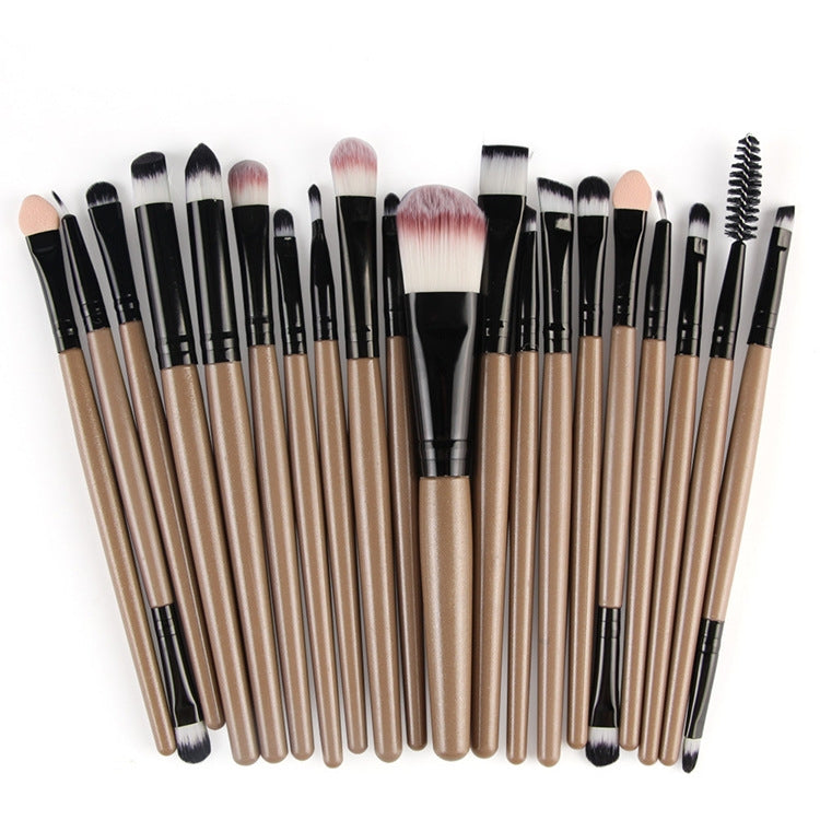 20pcs/set Wooden Handle Makeup Brush Set Beauty Tool Brushes, Coffee, Gold+Black, Black+White, Full Black, Black+Coffee, Brown+White, Gold+Pink, Brown+Green, Brown+Pink, Brown+Black, Gold+White, Gold+Green, Black+Green, Black+Pink, Brown+Purple