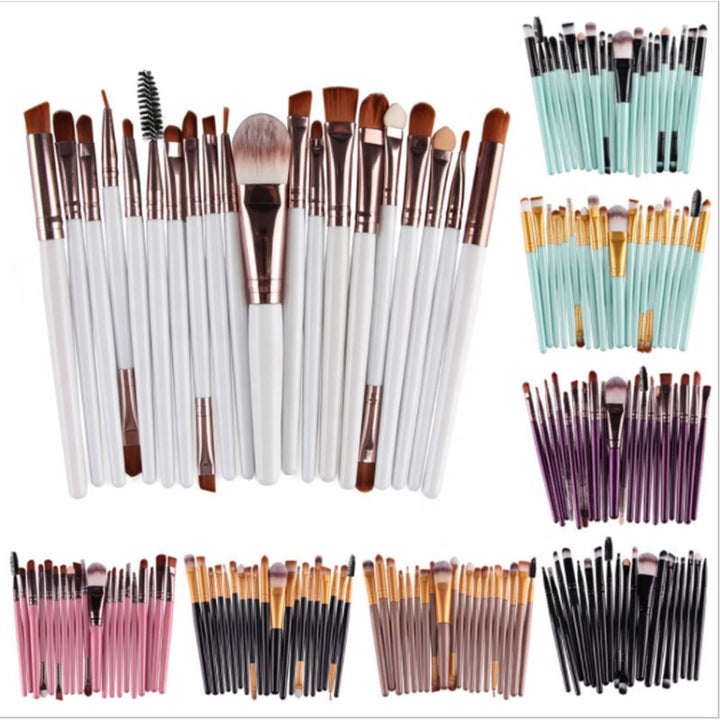 20pcs/set Wooden Handle Makeup Brush Set Beauty Tool Brushes, Coffee, Gold+Black, Black+White, Full Black, Black+Coffee, Brown+White, Gold+Pink, Brown+Green, Brown+Pink, Brown+Black, Gold+White, Gold+Green, Black+Green, Black+Pink, Brown+Purple