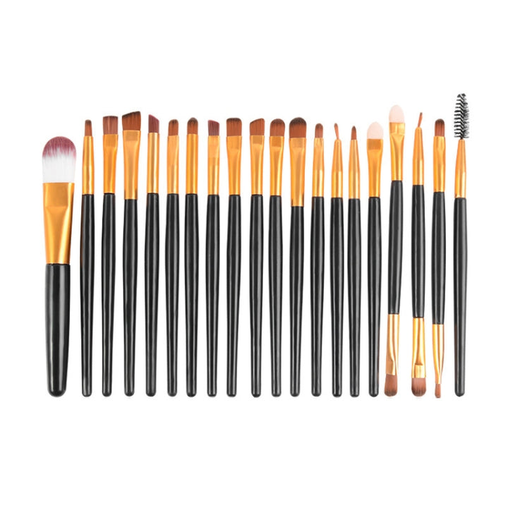 20pcs/set Wooden Handle Makeup Brush Set Beauty Tool Brushes, Coffee, Gold+Black, Black+White, Full Black, Black+Coffee, Brown+White, Gold+Pink, Brown+Green, Brown+Pink, Brown+Black, Gold+White, Gold+Green, Black+Green, Black+Pink, Brown+Purple