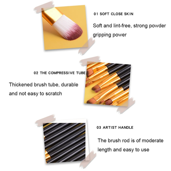 20pcs/set Wooden Handle Makeup Brush Set Beauty Tool Brushes, Coffee, Gold+Black, Black+White, Full Black, Black+Coffee, Brown+White, Gold+Pink, Brown+Green, Brown+Pink, Brown+Black, Gold+White, Gold+Green, Black+Green, Black+Pink, Brown+Purple