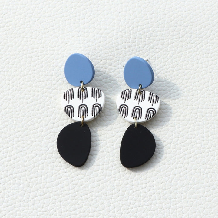 Fingerprint Print Clay Texture Acrylic Stitching Long Earrings