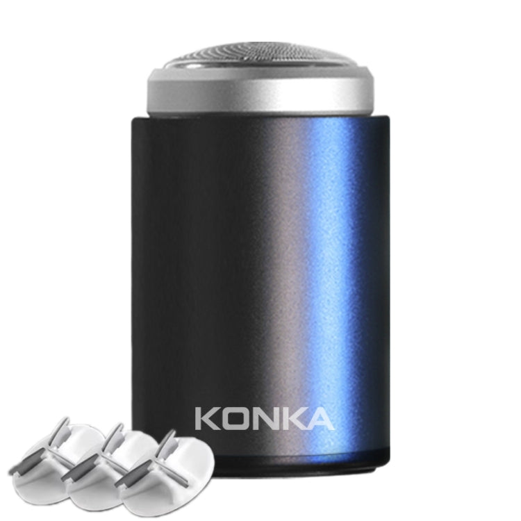 KONKA Mini Portable Razor Outdoor Waterproof Men Razor, Black, Black+1 Knife Head, Black+3 Knife Head