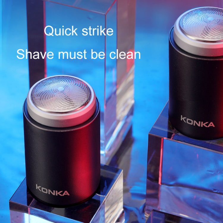 KONKA Mini Portable Razor Outdoor Waterproof Men Razor, Black, Black+1 Knife Head, Black+3 Knife Head