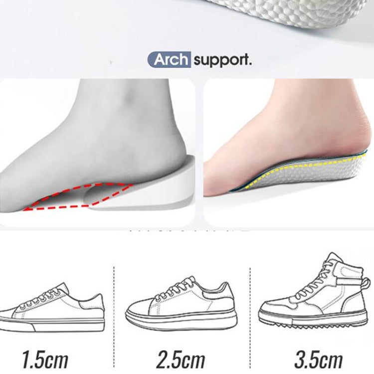 Insoles Light Weight Soft Elastic Arch Support Shoes Pads, 2.5CM Increase Height Men, 3.5CM Increase Height Men, 1.5CM Increase Height Women, 2.5CM Increase Height Women, 3.5CM Increase Height Women