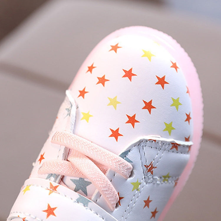 WISDOMFROG Children Sneakers Light-Up Stars Soft Sole Girls Board Shoes Boys Footwear, 21, 22, 23, 24, 25, 26, 27, 28, 29, 30