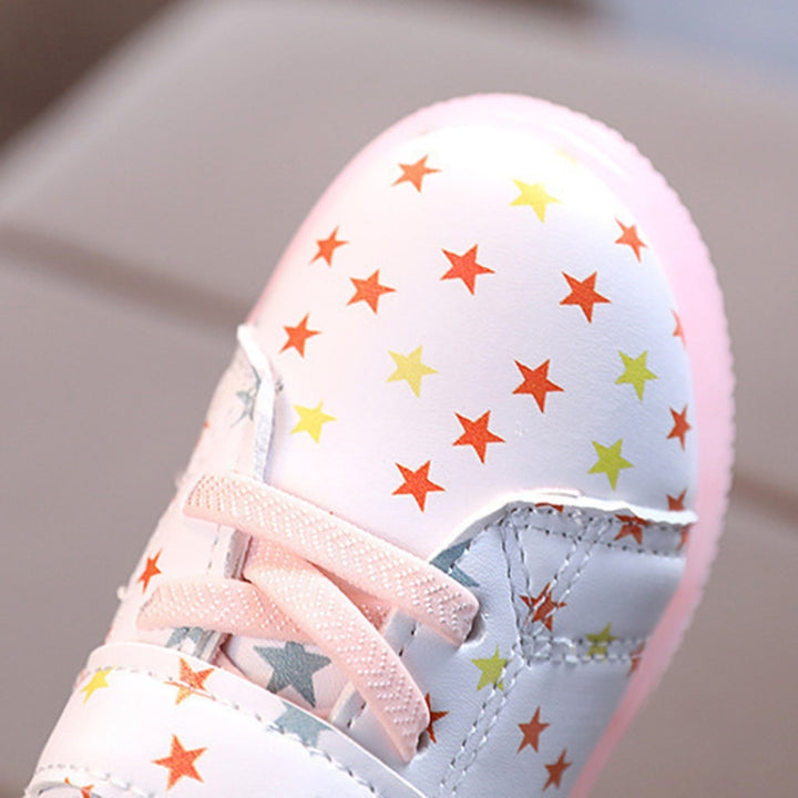 WISDOMFROG Children Sneakers Light-Up Stars Soft Sole Girls Board Shoes Boys Footwear, 21, 22, 23, 24, 25, 26, 27, 28, 29, 30