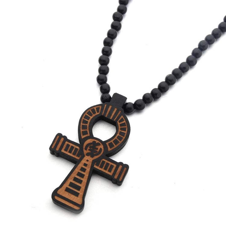 Wood Beads Cross Pendant Necklace Hip Hop Jewelry, Red, Black, True Color, Brown, Bidding, Color