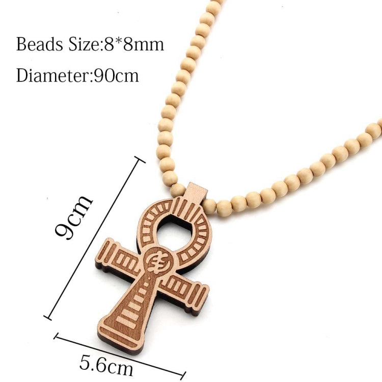 Wood Beads Cross Pendant Necklace Hip Hop Jewelry, Red, Black, True Color, Brown, Bidding, Color