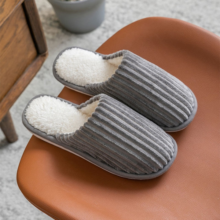 Corduroy Cotton Slippers Winter Warm Non-Slip Thick Sole Flat Shoes, 36-37, 38-39, 40-41, 42-43, 44-45