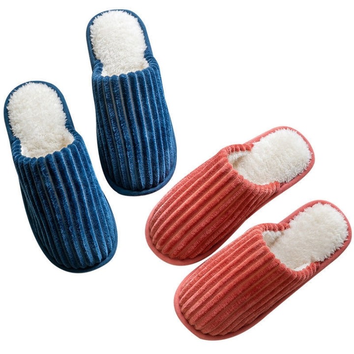 Corduroy Cotton Slippers Winter Warm Non-Slip Thick Sole Flat Shoes, 36-37, 38-39, 40-41, 42-43, 44-45