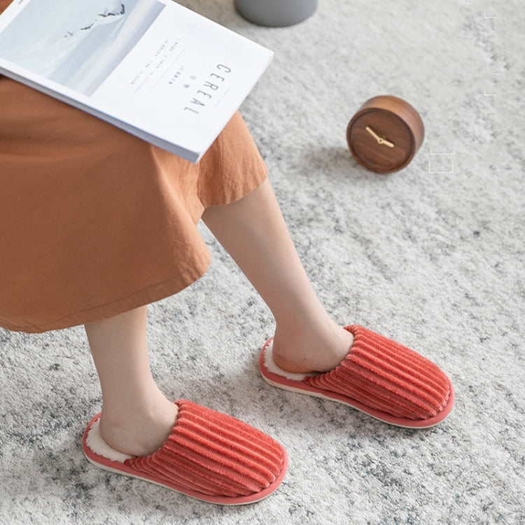 Corduroy Cotton Slippers Winter Warm Non-Slip Thick Sole Flat Shoes, 36-37, 38-39, 40-41, 42-43, 44-45