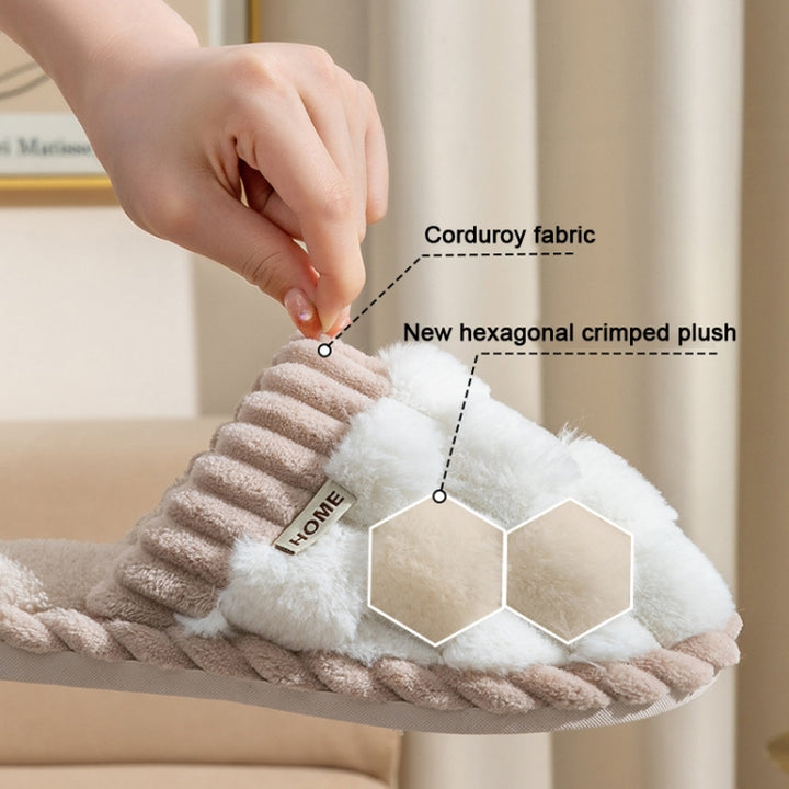 Wnter Men Cotton Slippers Home Couples Floor Slippers Non-Slip Warm Plush Shoes, 40-41, 42-43, 44-45