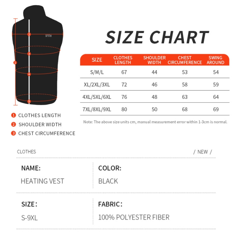 Heated Vest USB Charging Smart Heating Clothing 13 Zones Heating 3 Switch Control, S/M/L, XL/2XL/3XL, 4XL/5XL/6XL, 7XL/8XL/9XL