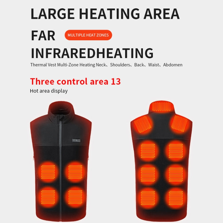 Heated Vest USB Charging Smart Heating Clothing 13 Zones Heating 3 Switch Control, S/M/L, XL/2XL/3XL, 4XL/5XL/6XL, 7XL/8XL/9XL