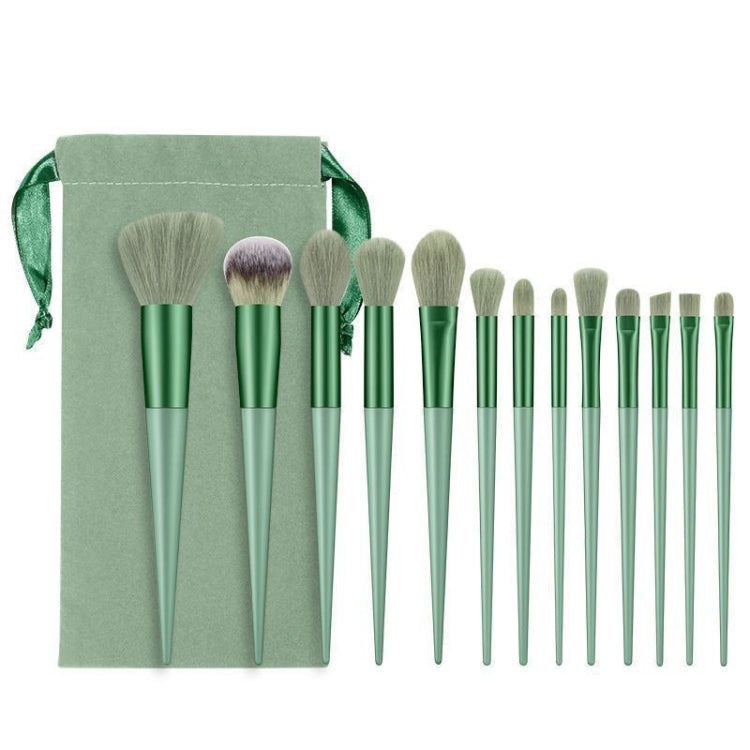 13-in-1 Soft Fluffy Make Up Brush Set Foundation Blush Powder Eyeshadow Brush, Green, Coffee, Duck Yellow