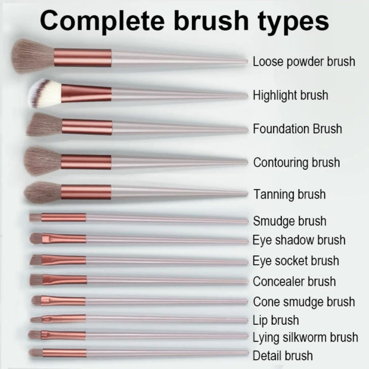 13-in-1 Soft Fluffy Make Up Brush Set Foundation Blush Powder Eyeshadow Brush, Green, Coffee, Duck Yellow