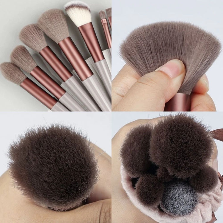 13-in-1 Soft Fluffy Make Up Brush Set Foundation Blush Powder Eyeshadow Brush, Green, Coffee, Duck Yellow