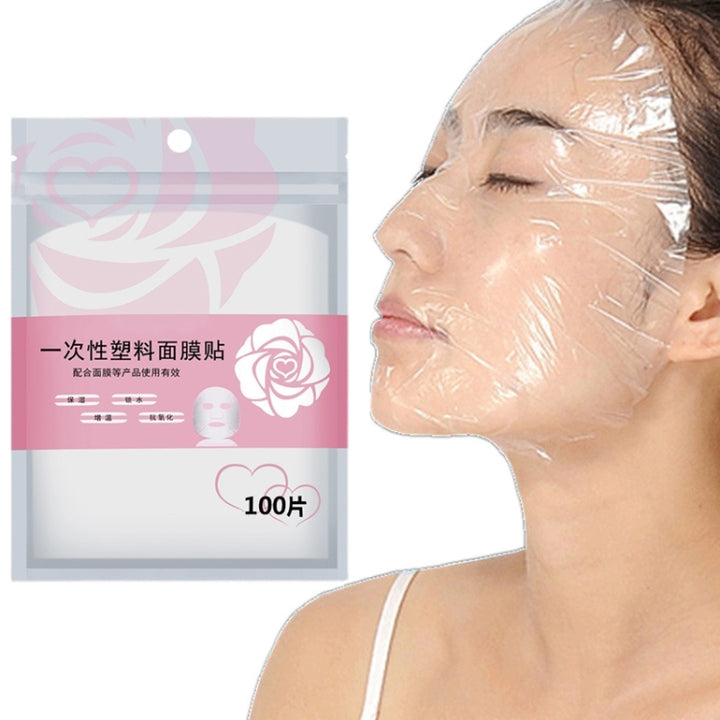 10packs Beauty Salon Plastic Disposable Face Mask Transparent Cling Film