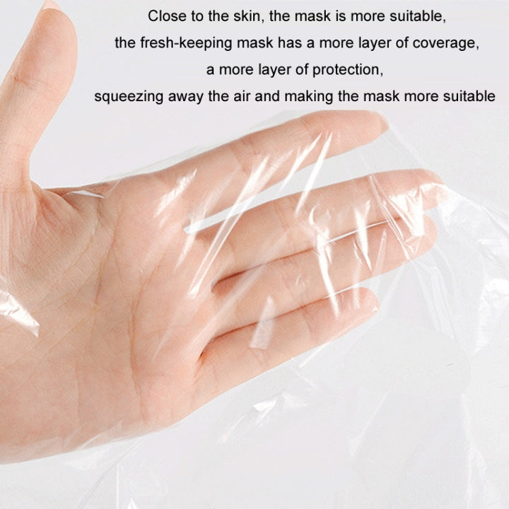 10packs Beauty Salon Plastic Disposable Face Mask Transparent Cling Film