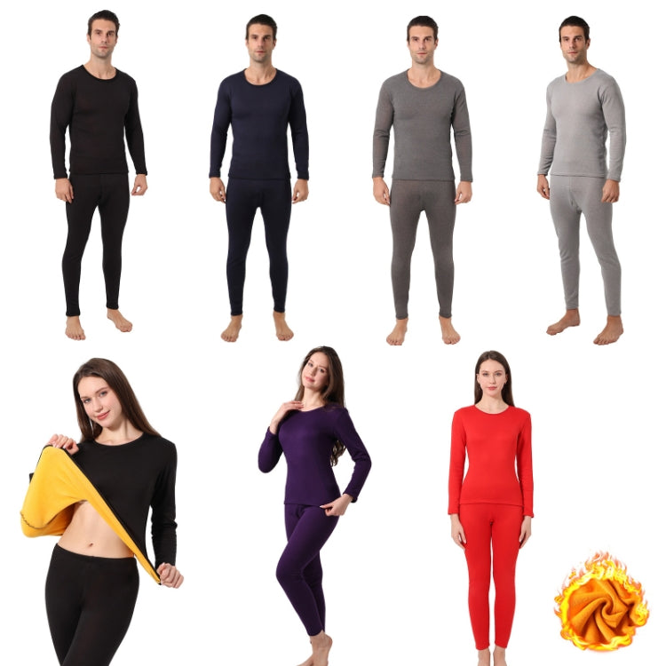 Men Women Gold Velvet Thickened Cold-Proof Thermal Underwear Set, Male Black, Male Navy Blue, Male Dark Gray, Male Light Gray, Female Black, Female Purple, Female Red